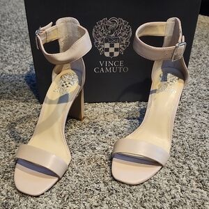 Vince Camuto Tan Heeled Sandals with Ankle Strap